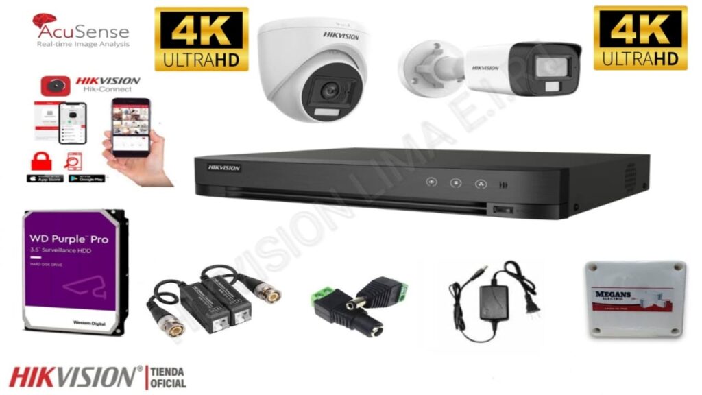 Kit 4 Camaras De Seguridad (4K) 8MGP Hikvision Con Disco De 2TB ...