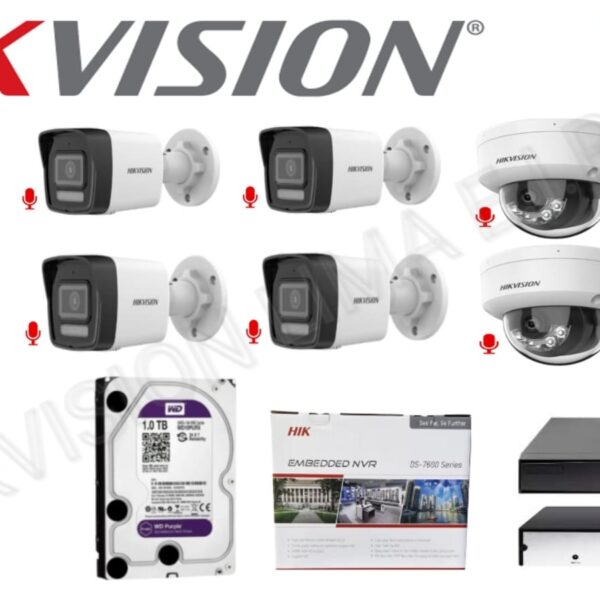 KIT DE 6 CAMARAS IP CON AUDIO POE DE 2MGP + NVR DE 8CH POE + DISCO DURO DE 2 TB WESTER DIGITAL PURPURA CABLE HDMI DE 1. 5