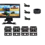 DVR vehicular con micro SD de 4 cámara 1080p + monitor de 4 canales simultáneos