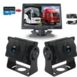 DVR vehicular con micro SD de 2 cámara 1080p + monitor de 2 canales simultáneos