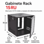 Gabinete 15RU Metalico De Pared Abatible Doble Puerta Nacional
