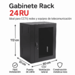 Gabinete 24RU Metalico De Pared Abatible Doble Puerta Nacional