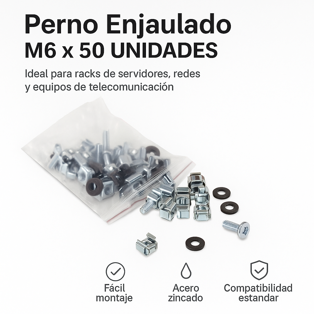 Perno Enjaulado M6 X 50 UNIDADES para Gabinete Metalico