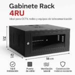 Gabinete 4RU Estandar Metalico De Pared Abatible Doble Puerta Nacional