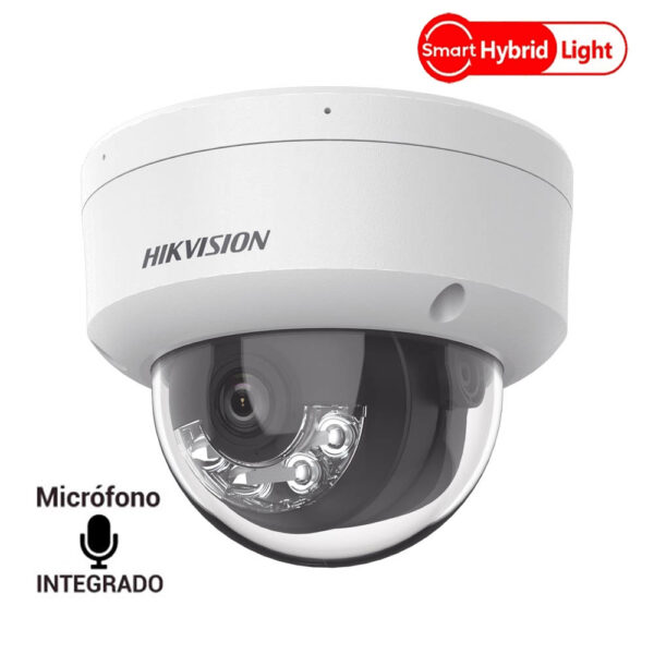 Camara Domo IP 2 Megapixeles Smart Hybrid Light / Infarrojo 30 mts / Micrófono Integrado / Antivandálico IK08 / ACUSENSE Lite / Exterior IP67