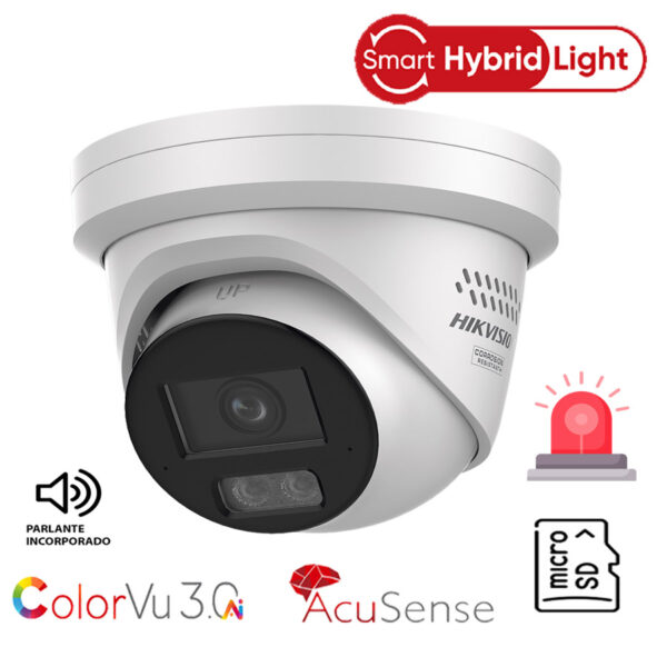 Domo IP 8 Megapixel / ColorVu 3.0 Smart Hybrid Light / Estrobo Azul y Rojo /Entrada y Salida de Audio / 30 mts IR / 2 Microfonos Integrados / Exterior IP67 / ACUSENSE 3.0 / Metal / NEMA 4X
