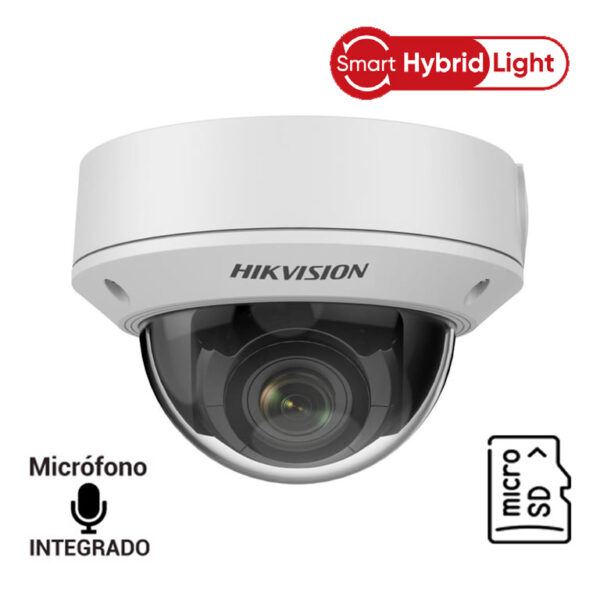 Domo IP 2 Megapíxel / Lente Varifocal Motorizado 2.8 a 12 mm / Infrarojo 30 Mts/ ACUSENSE Lite / Microfono Integrado / Exterior IP67 / IK08 / WDR 120 dB / Micro SD