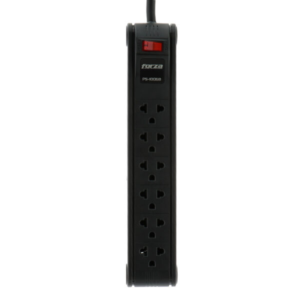 FORZA PS-1006B – Regleta Negra 6 Tomas Universales Cable 3 m