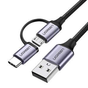 30875-image-0-1732505424550.webp Ugreen 30875 | Cable USB-A a MicroUSB/USB-C US177 de 1 m - Imagen 1